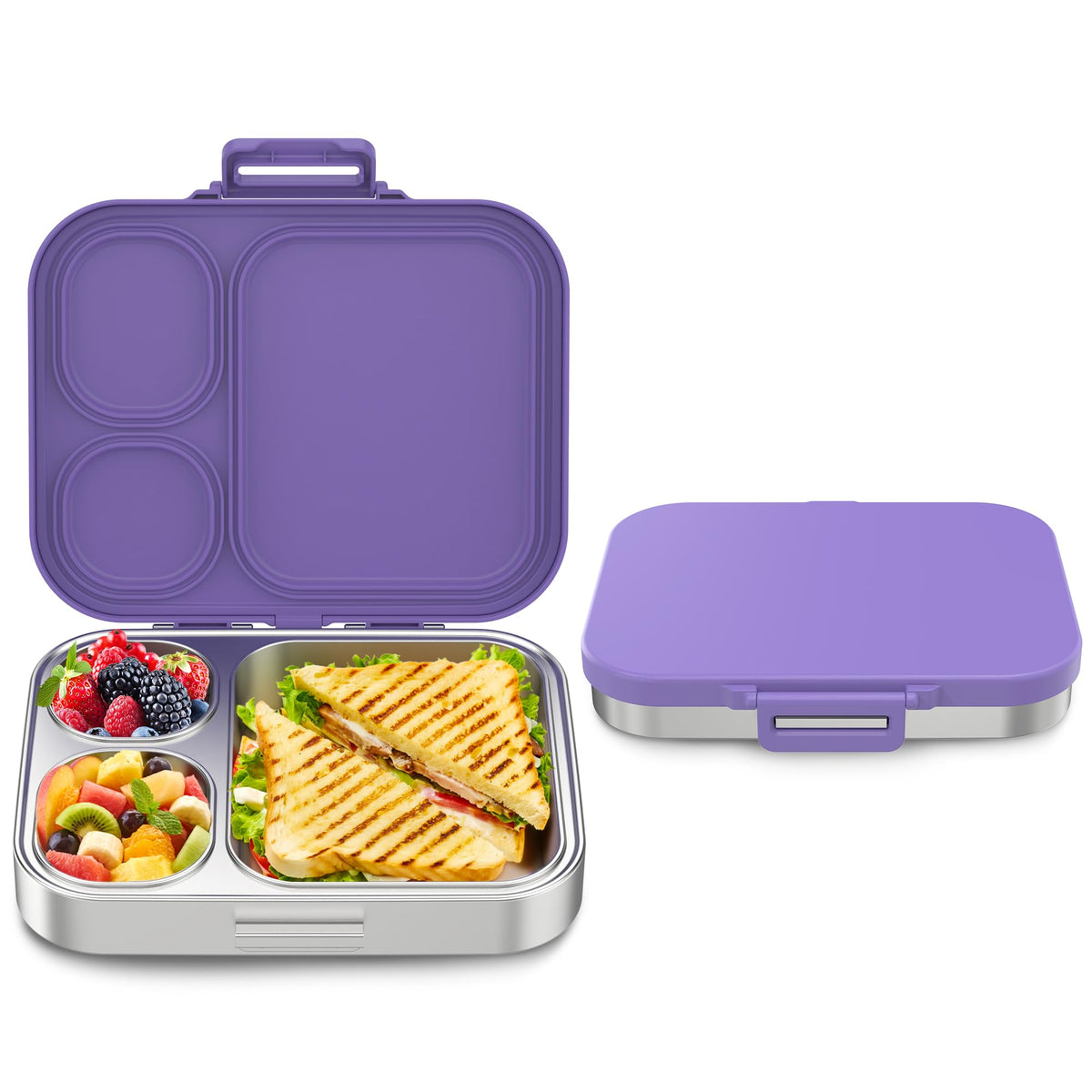 Howeemo bento para niños en acero inoxidable 304 con tres compartimentos para comidas organizadas