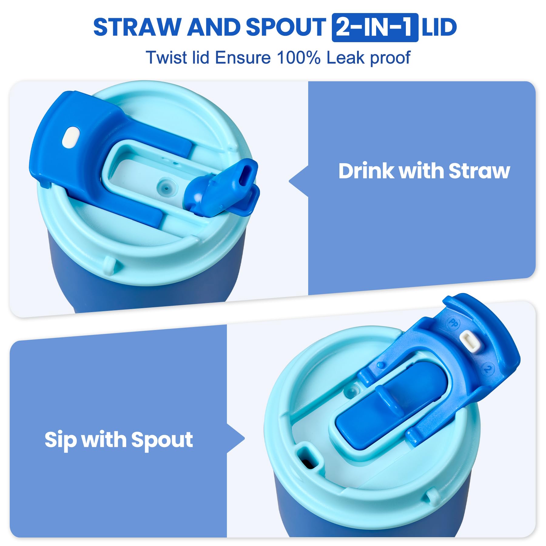 Uso escolar y juego con Howeemo, botella de doble pared para mantenerse hidratado.