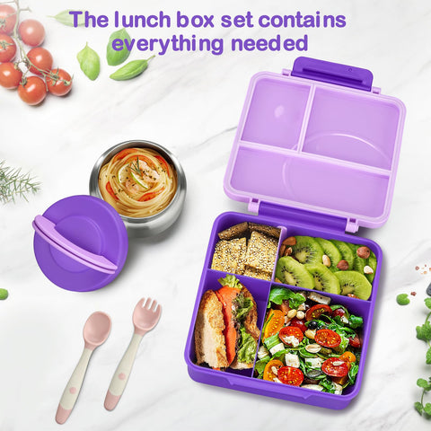 Conjunto de almuerzo Howeemo para niños con cuatro compartimentos y tapa hermética