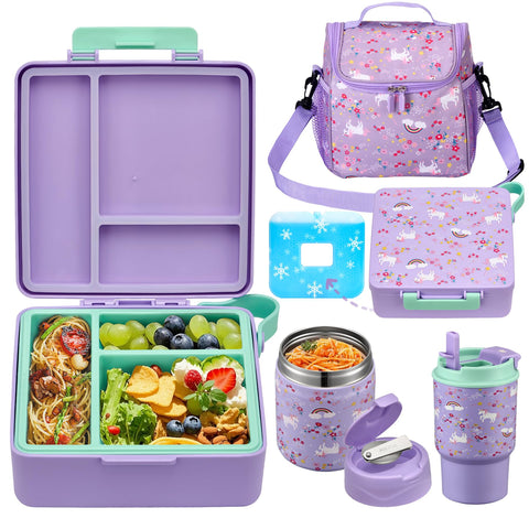 Howeemo fiambrera infantil de 3 compartimentos, para comidas escolares sin fugas.