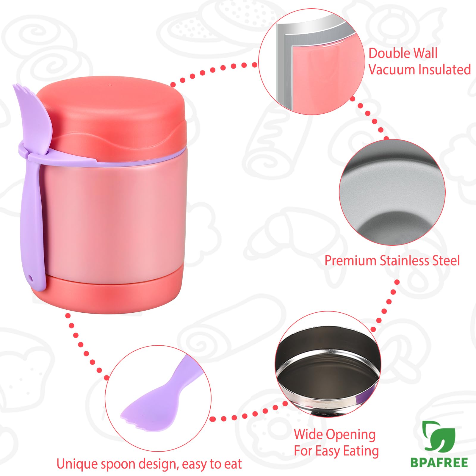 Howeemo Sopa Termo en la mochila escolar, práctico para comidas fuera de casa.