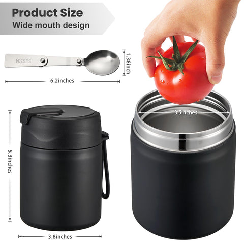 Howeemo termo incluye cuchara de acero inoxidable