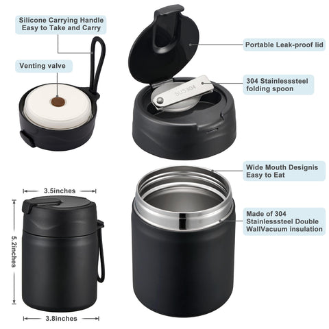 Howeemo termo de doble pared de acero 304 para comida caliente o fría