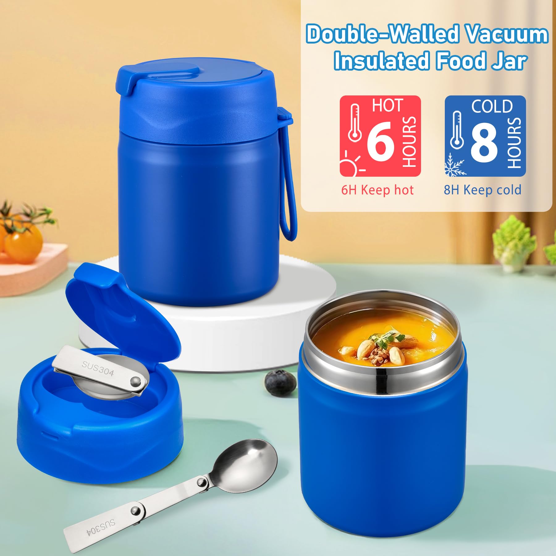Howeemo termo para sopa 18oz de acero inoxidable mantiene caliente