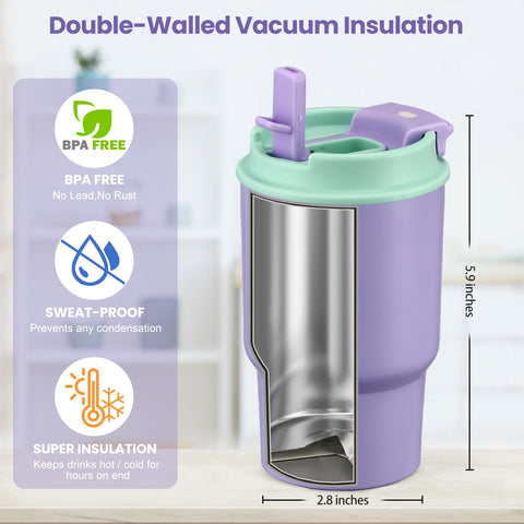 Howeemo vaso aislado para niños, doble pared, mantiene bebidas frías