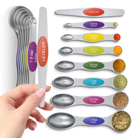 Howgoody cucharas medidor magnéticas de 7 piezas, precisión para repostería