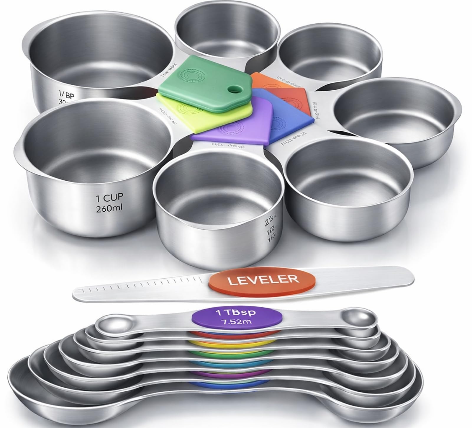Howgoody tazas de medición imantadas, almacenamiento compacto en tu cocina.