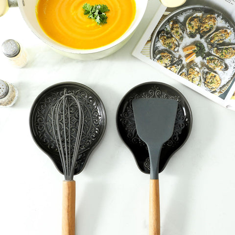 Howise adorno-cocina-reposo-cucharas-ceramico-negro añade estilo práctico