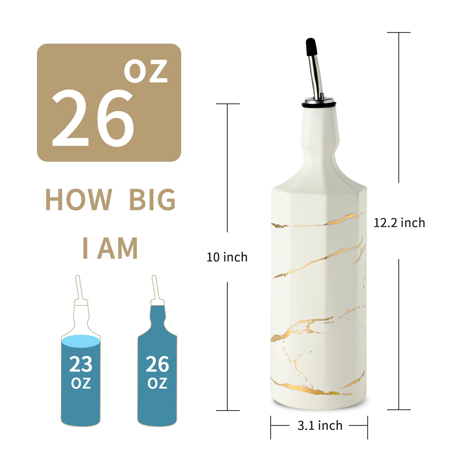 Howise dispensador cerámico, vertido suave de aceite para cocina
