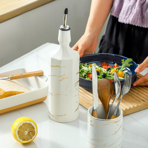 Howise dispensador cerámico para vinagre y aceite, fácil limpieza