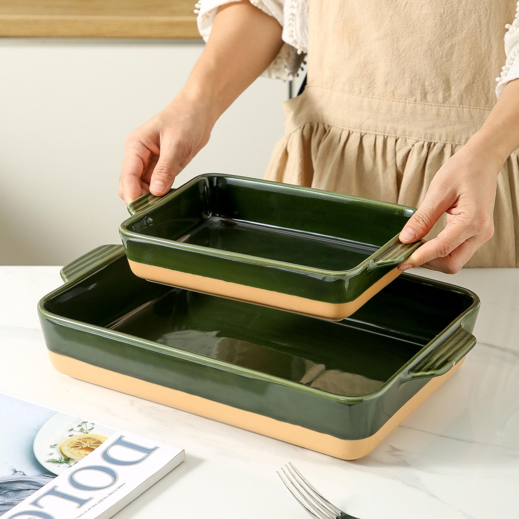 Howise plato cerámico para hornear 9x6-5, perfecto para porciones