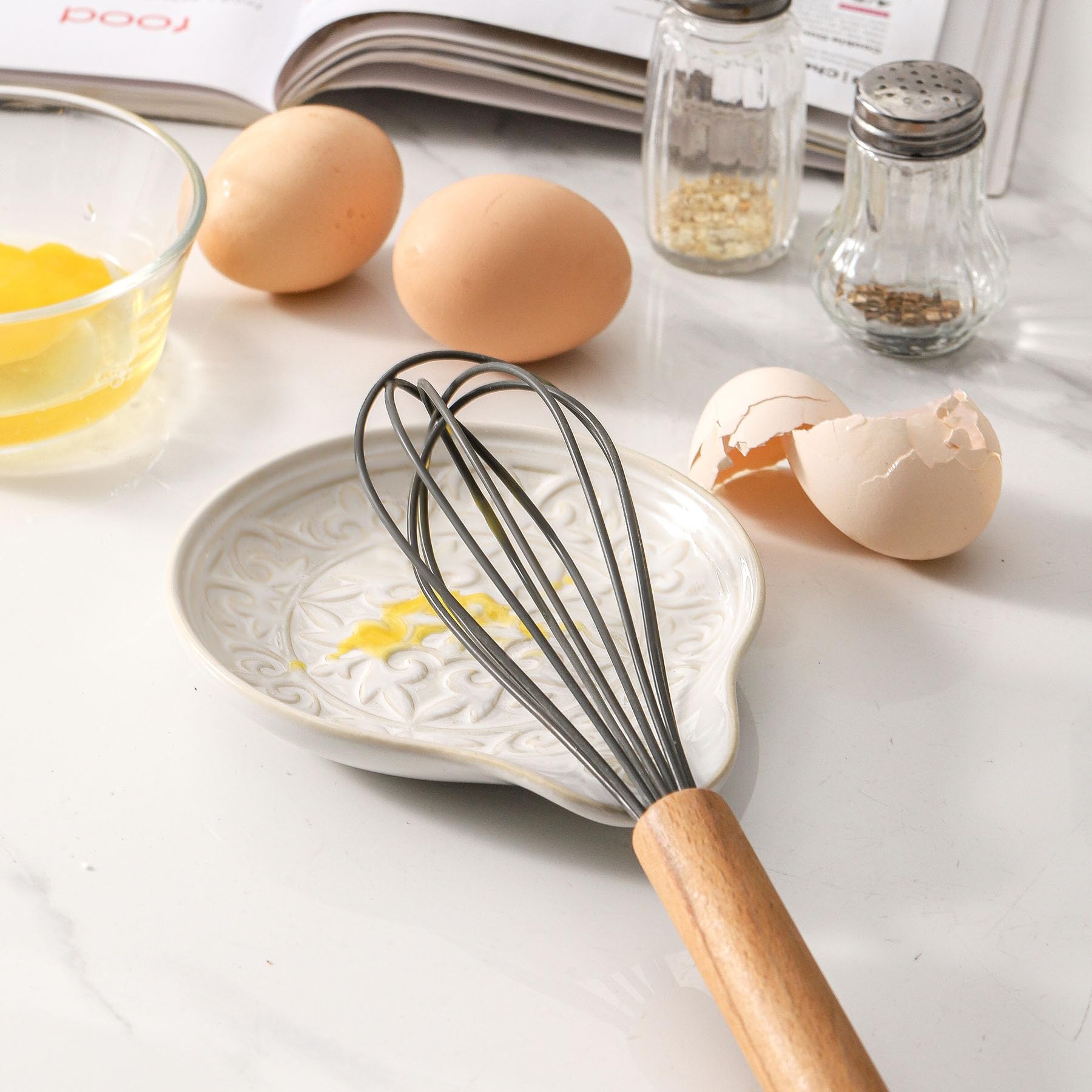 Howise reposapalos cerámico blanco, decoración de cocina para encimera elegante.