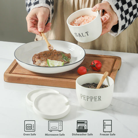 Howise sal y pimienta cerámico blanco con tapas para mesa moderna