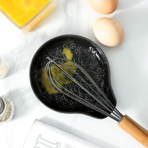 Howise uso-hogar-reposo-cucharas-ceramico-negro ideal para utensilios