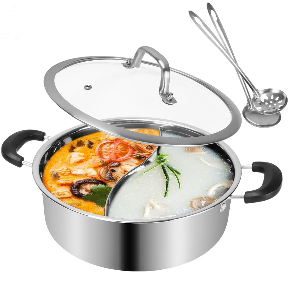 HOXHA olla shabu en acero inoxidable con distribución uniforme del calor.