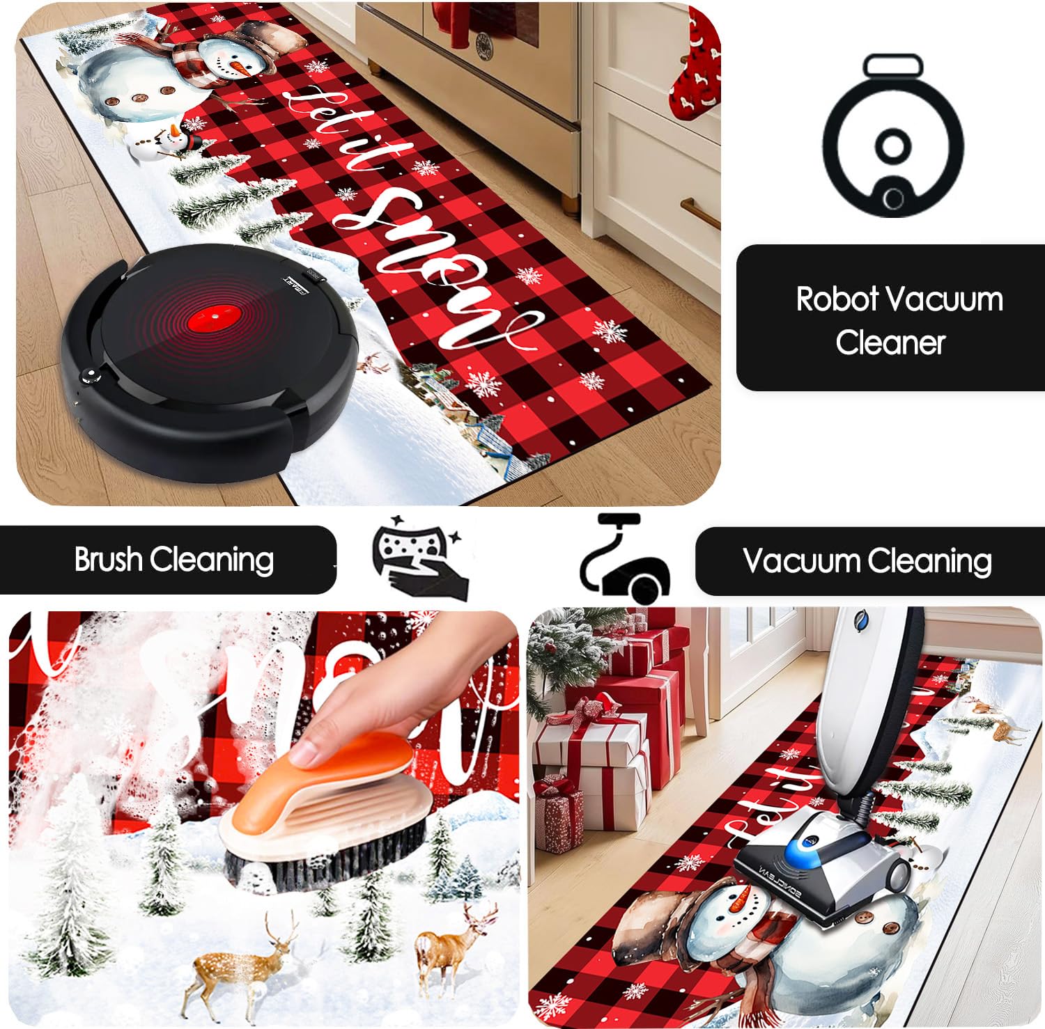 HOYIJA fondo de cuadros rojo y negro, estilo navideño clásico