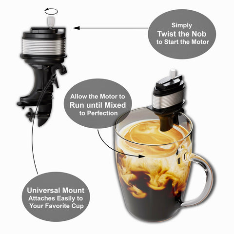 Motor Mixer en acción, mezcla suave para café y té
