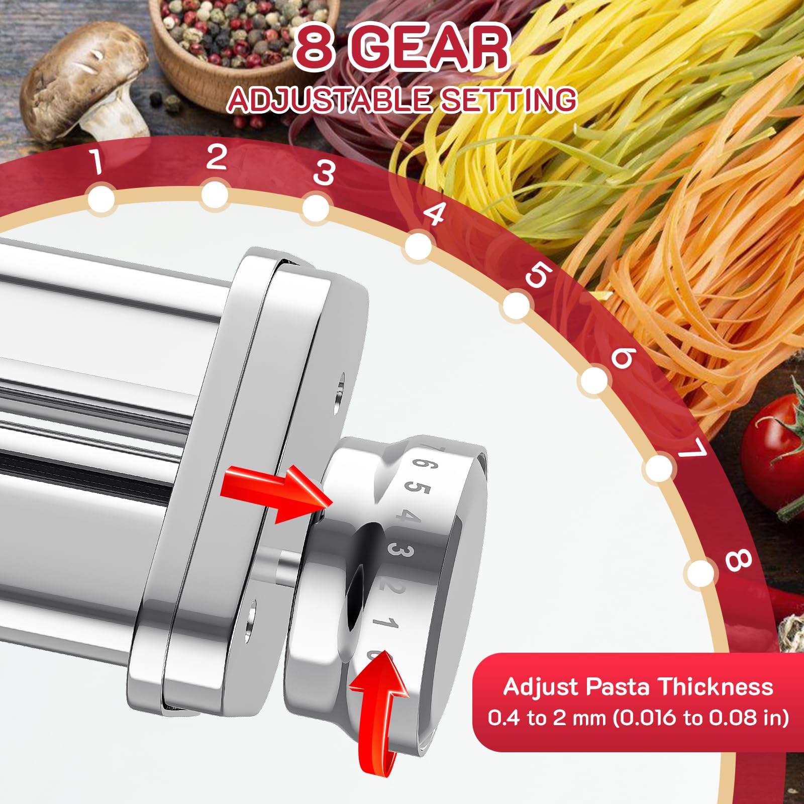HOZODO cortador de fettuccine para KitchenAid, tiras anchas definidas.