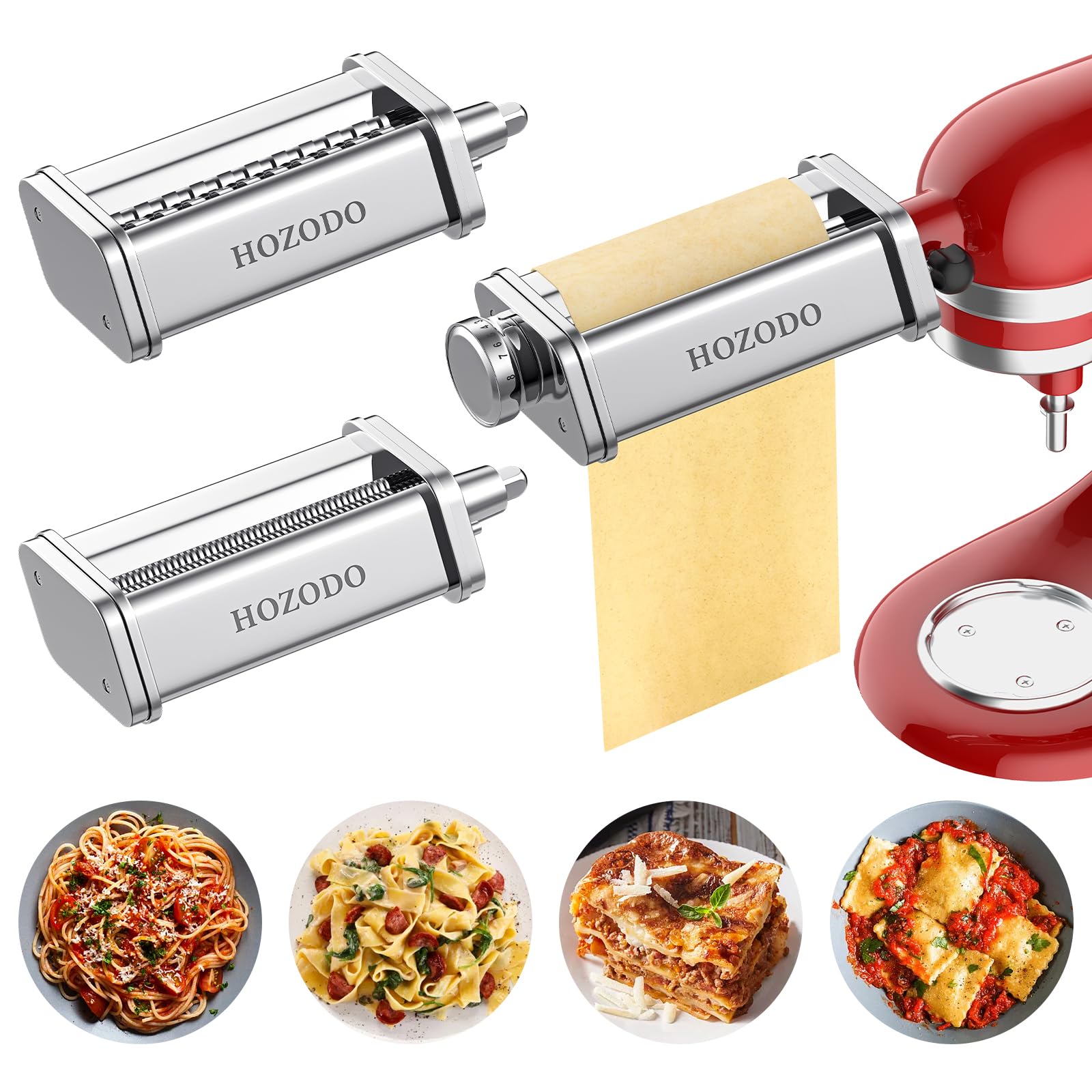 HOZODO accesorio rodillo de masa para KitchenAid, láminas suaves para pasta casera.