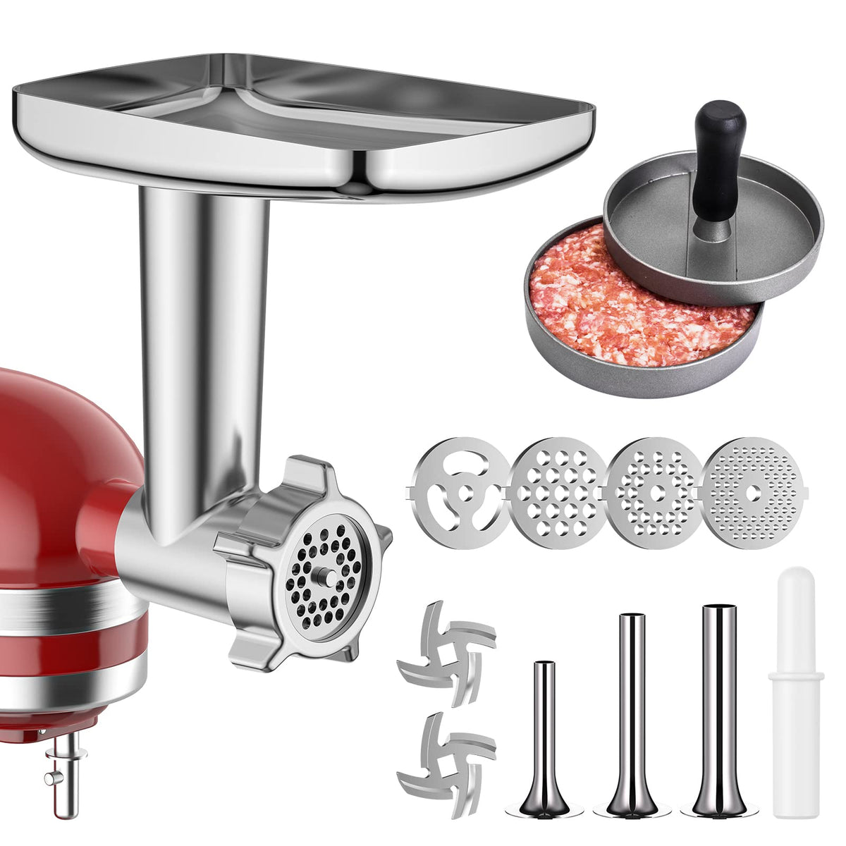 HOZODO molinillo de carne metálico para KitchenAid, ideal para picar carne con facilidad