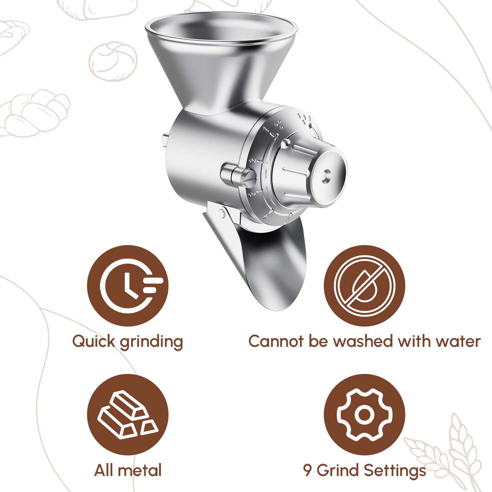 HOZODO molinillo para KitchenAid, molienda eficiente de trigo y maíz.