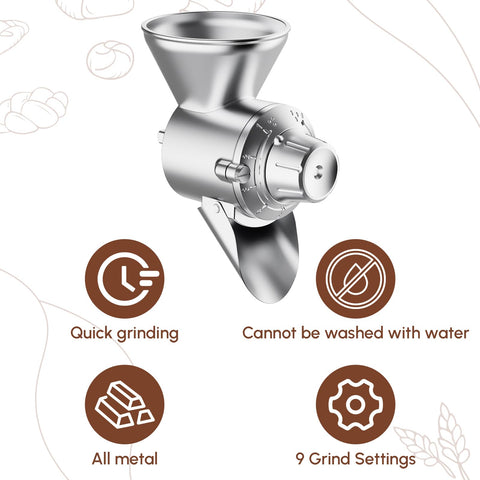 HOZODO molinillo para KitchenAid, molienda eficiente de trigo y maíz.