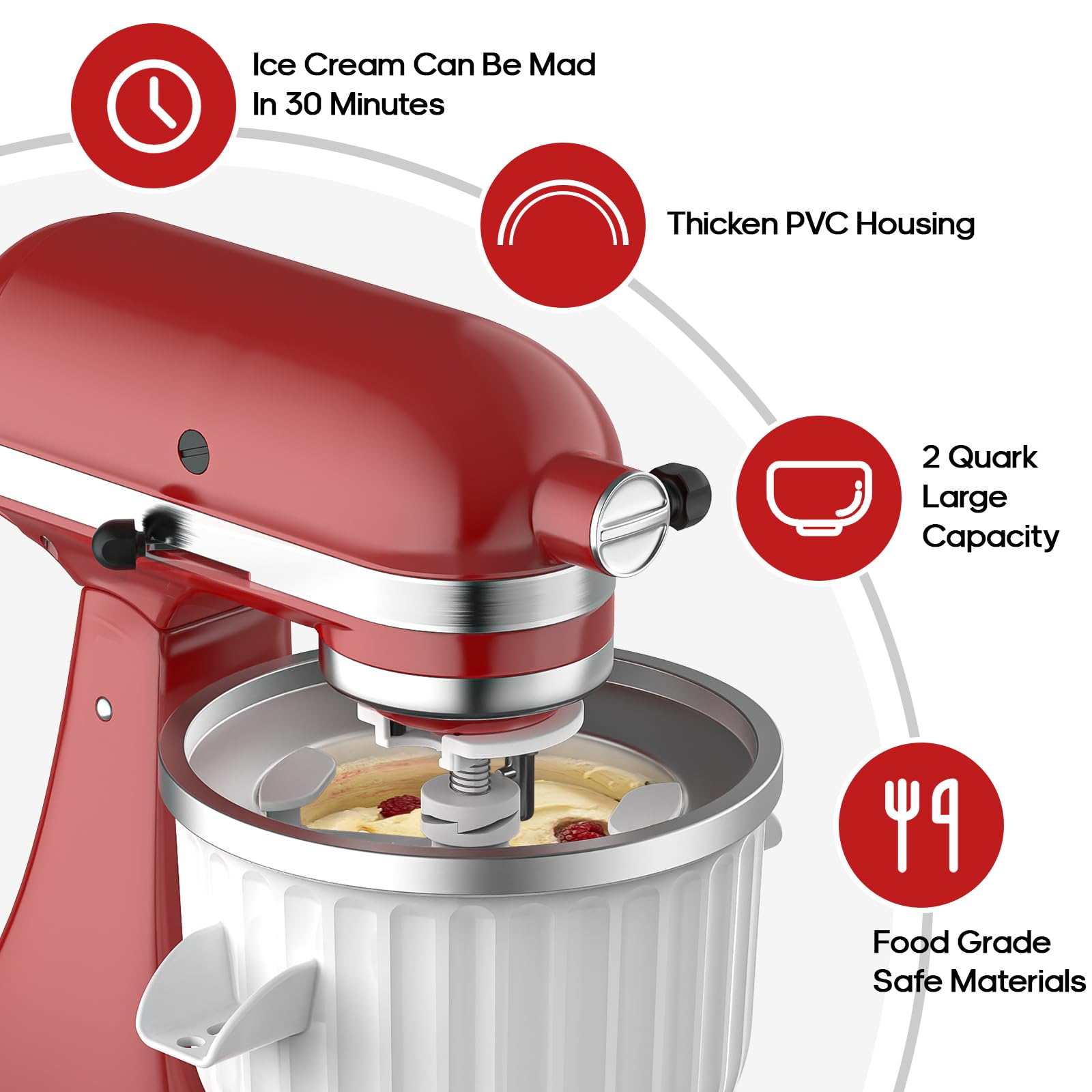 HOZODO montaje para KitchenAid, mostrando el ajuste seguro del accesorio.