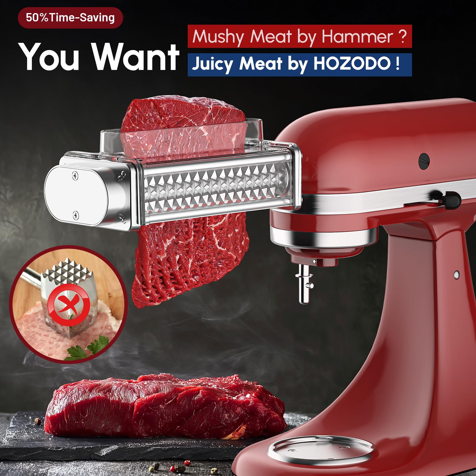 HOZODO tenderizador para KitchenAid, engranajes robustos para rendimiento duradero