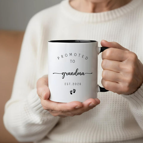 Taza HPSPVW con huellas de bebé, recuerdo sentimental para abuelos.