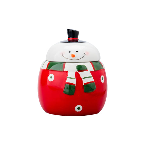 HPYNPES muneco nieve ceramico con tapa grande permite almacenar galletas festivas.
