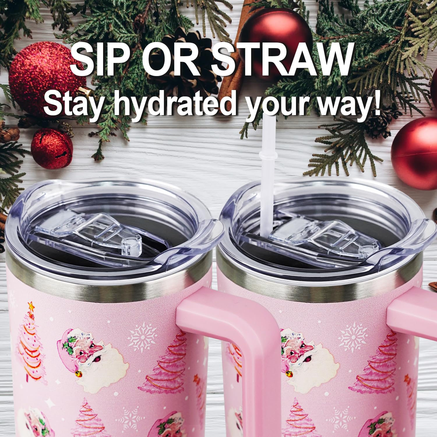 Tumbler Hqhzaha renos navidad, diseño festivo para llevar al trabajo