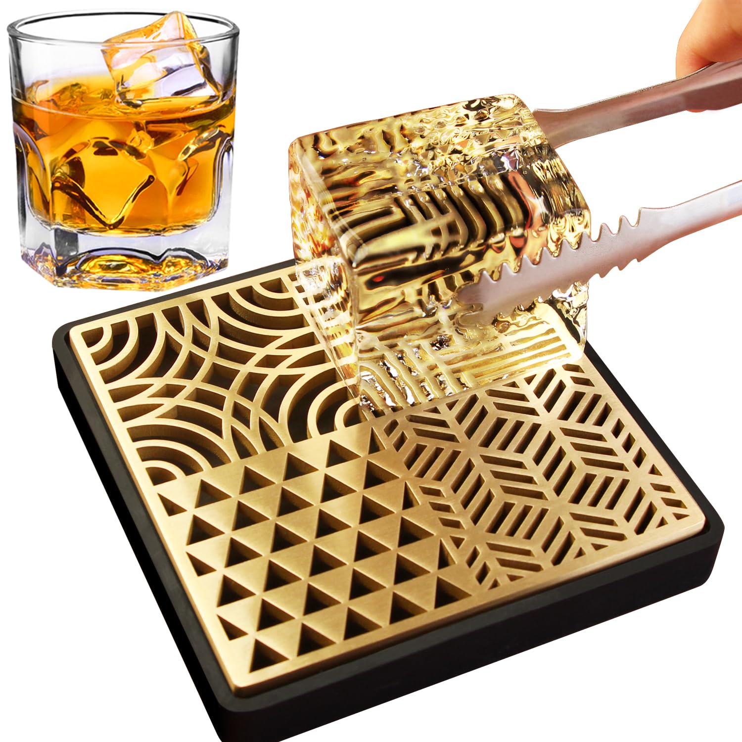 HRCOYES estampilla hielo bronce: realza la presentación de cocteles con grabado elegante