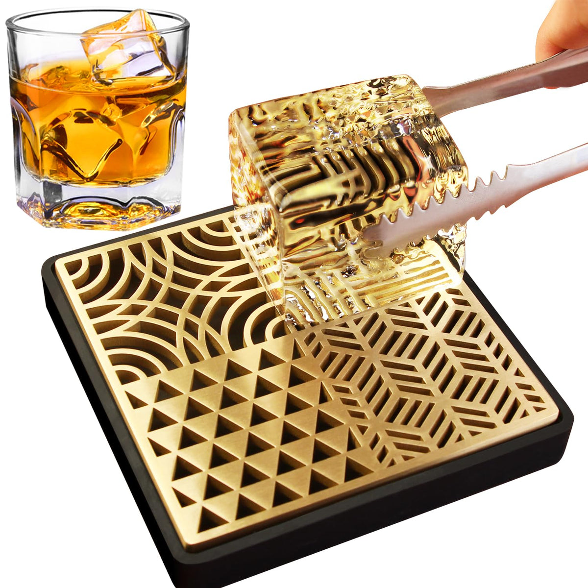 HRCOYES estampilla hielo bronce: realza la presentación de cocteles con grabado elegante