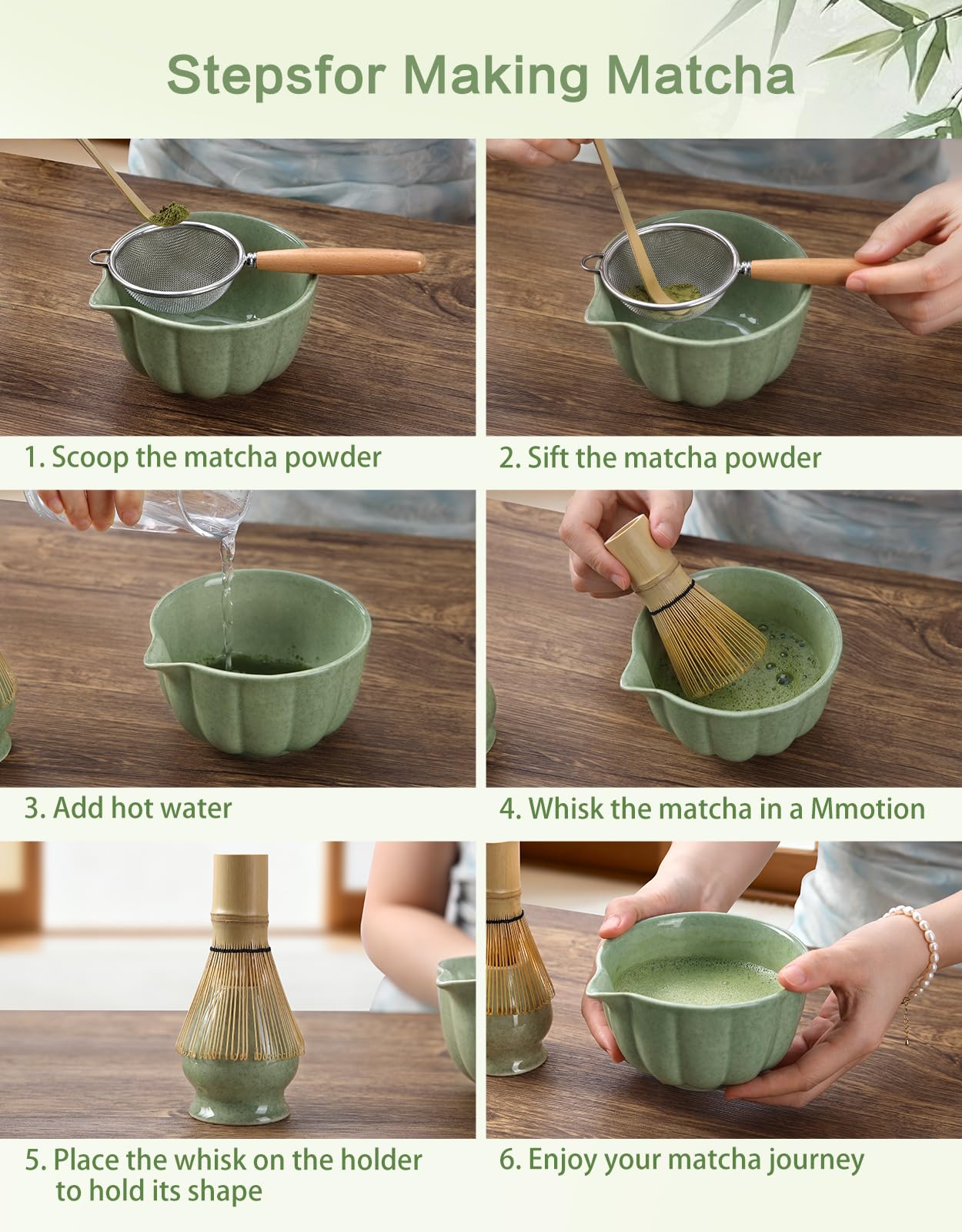 HRTISNW juego de 7 piezas de matcha listo para empezar tu ritual