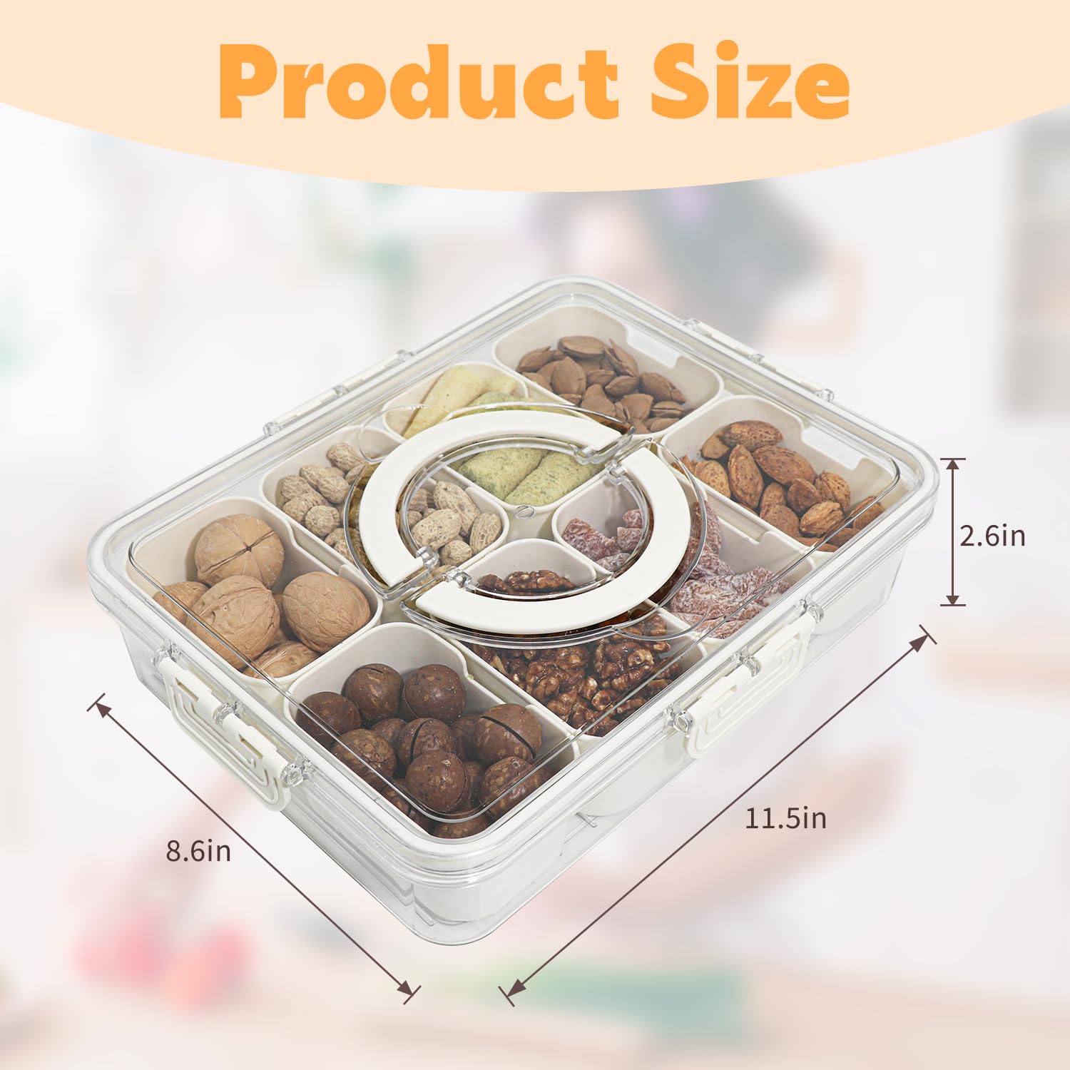 HRXFOZ bandeja con 8 compartimentos para organizar frutas y frutos secos.