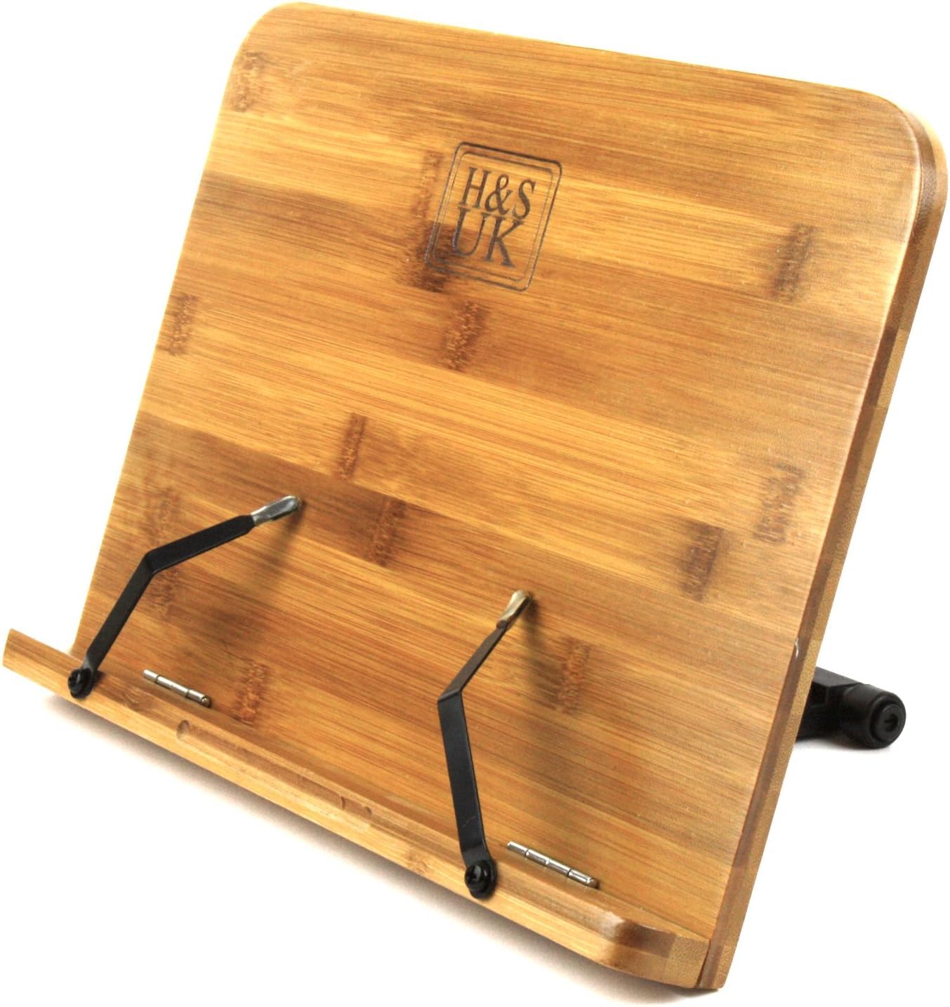 Soporte H&S de bambú para libros, plegable en escritorio, lectura cómoda.