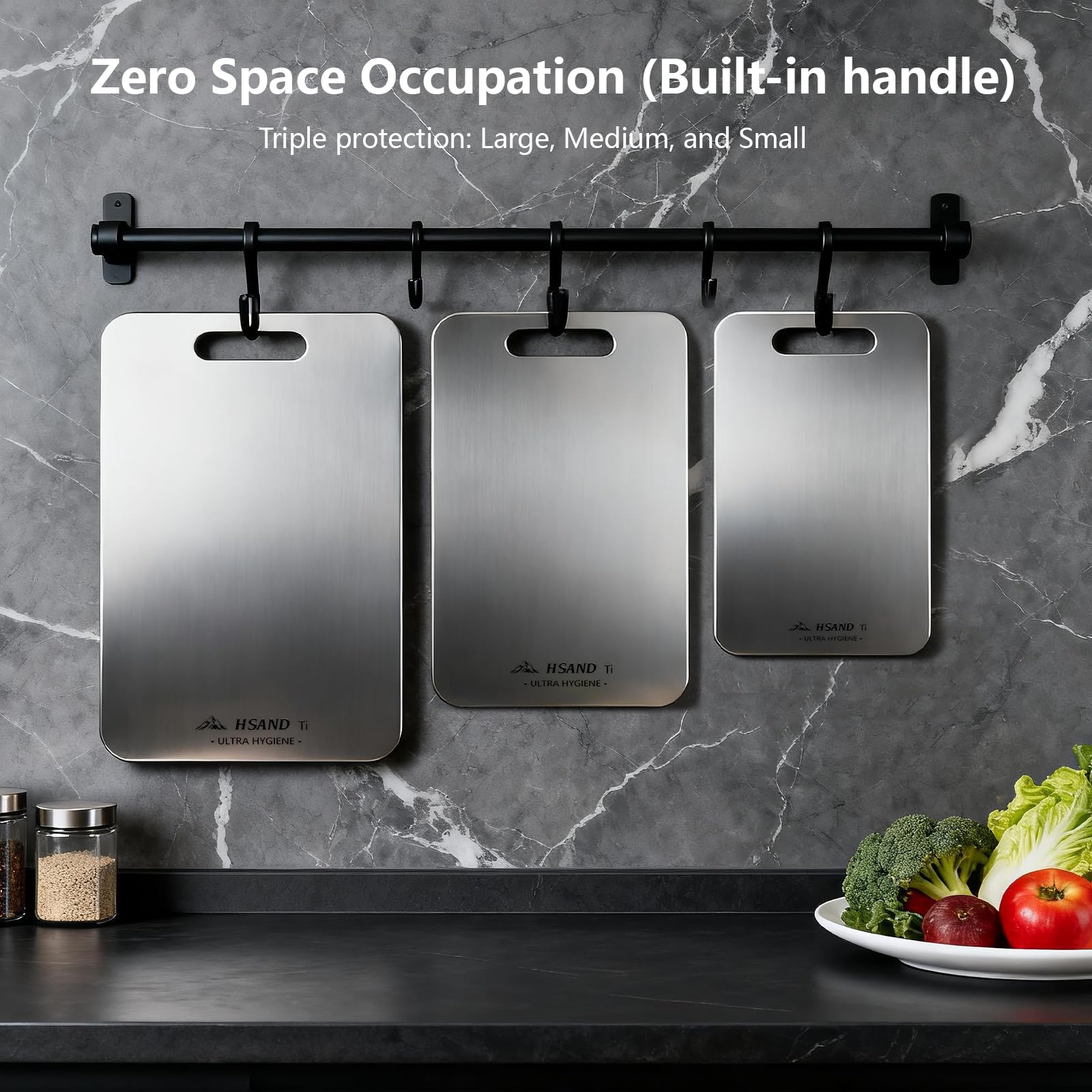 Conjunto de titanio HSAND, duradero y seguro para diferentes alimentos.