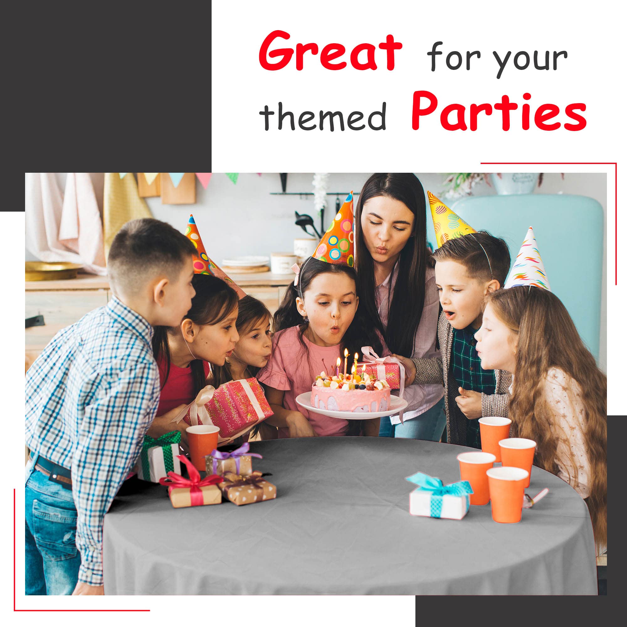 Paquete de 14 manteles plásticos plateados HSGUS, ideal para eventos grandes.