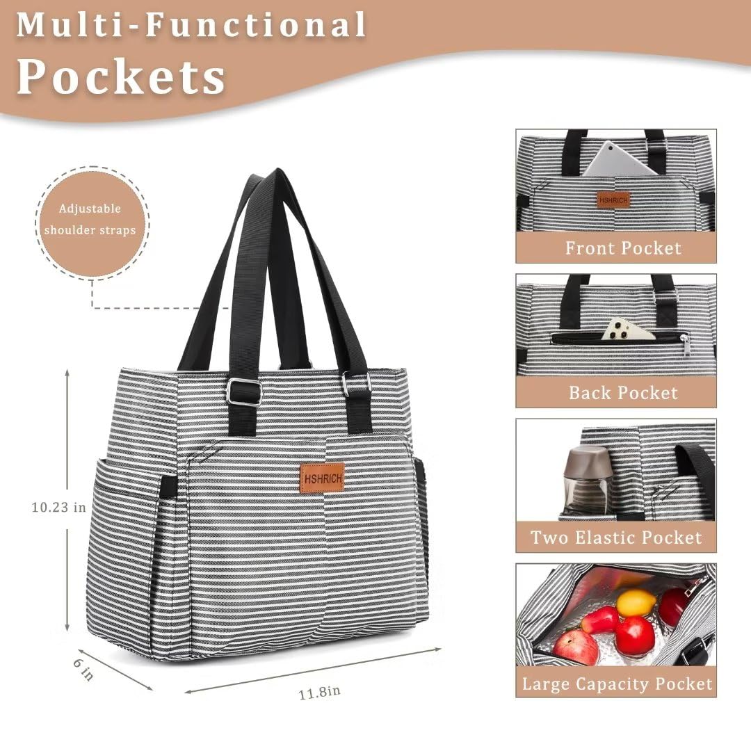 HSHRICH bolsa aislada con bolsillos laterales para accesorios y botellas.
