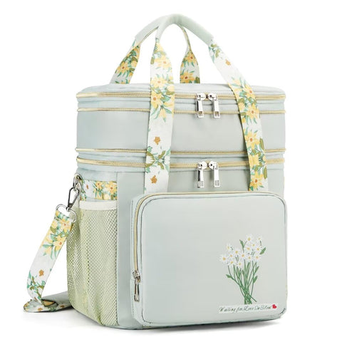 HSHRICH bolsa de almuerzo aislada con dos compartimentos para comida fresca