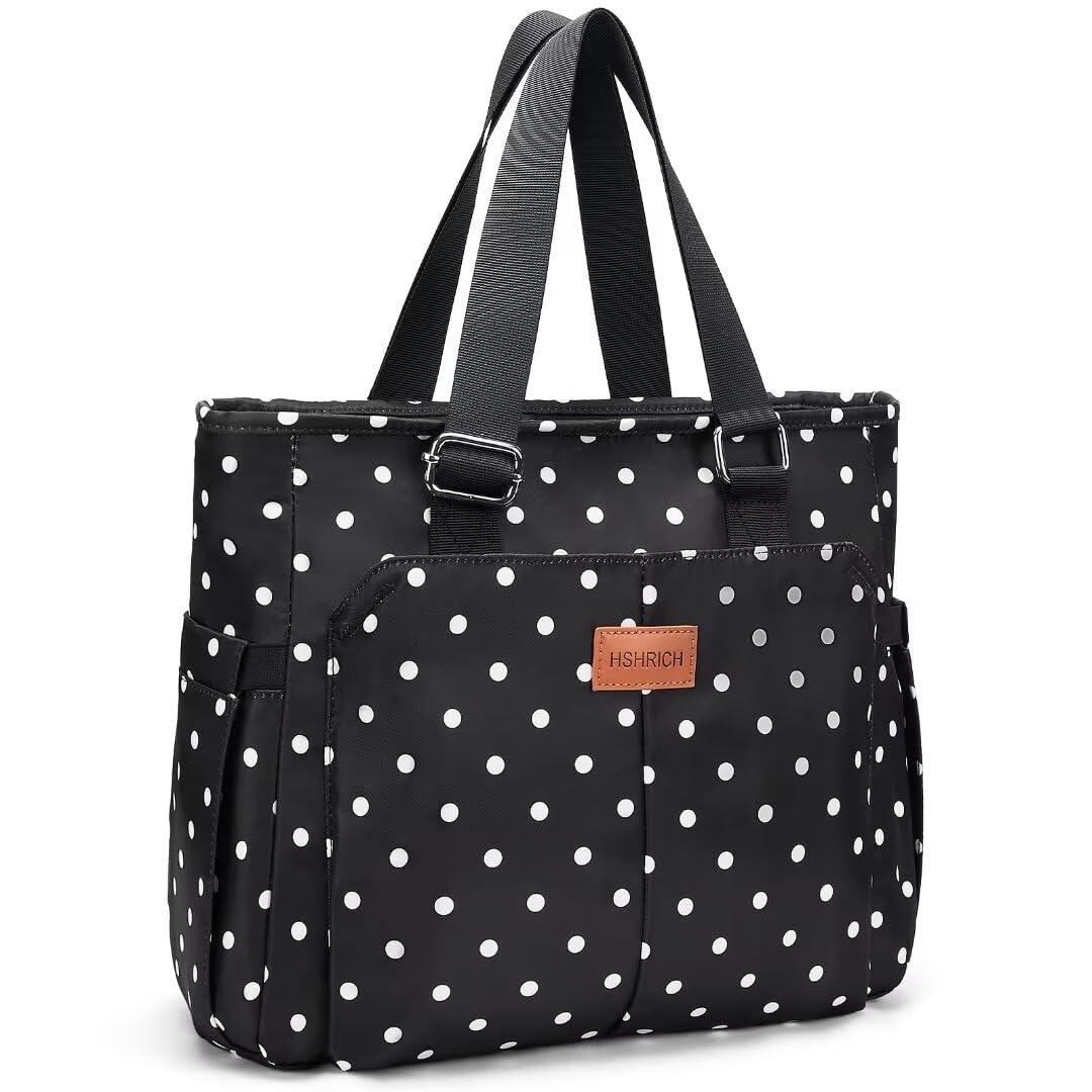 HSHRICH bolsa de almuerzo lunares blancos, exterior resistente para llevar.