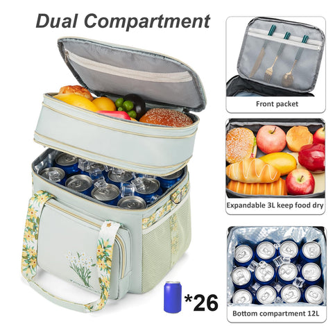 HSHRICH bolsa de almuerzo para trabajo o picnic con espacios amplios