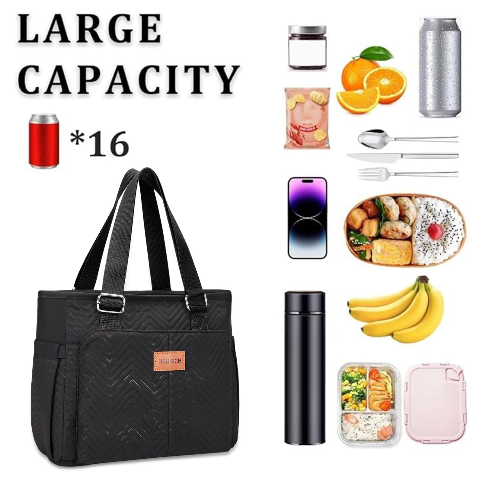 HSHRICH capacidad 12L para 16 latas y contenedores de comida.