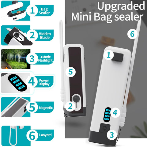 HSLGOVE sealadora mini con linterna para emergencias en cocina y camping
