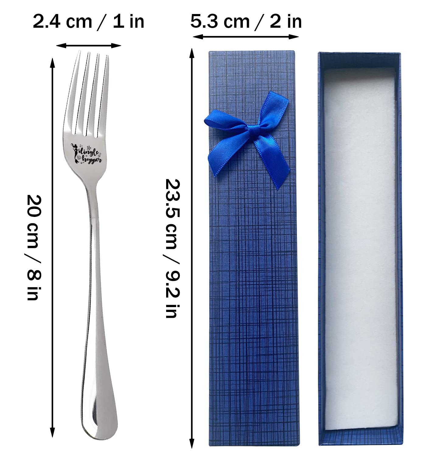 Tenedor HSSPIRITZ Dingle Hopper en caja regalo azul elegante.