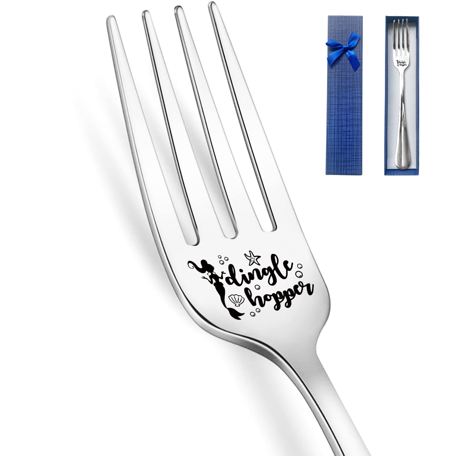 Tenedor HSSPIRITZ Dingle Hopper grabado en acero inoxidable, ideal para uso diario.