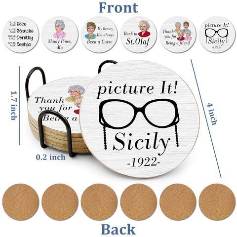 Portavasos con diseño decorativo Golden Girls por HSSPIRITZ para cocina