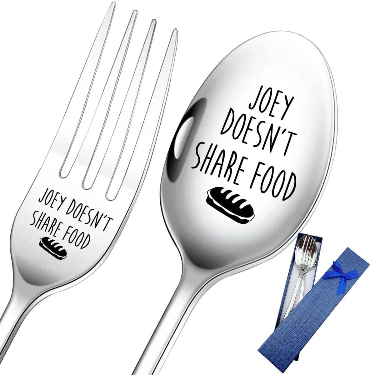 HSSPIRITZ set cuchara y tenedor Joey no comparte comida, regalo divertido.