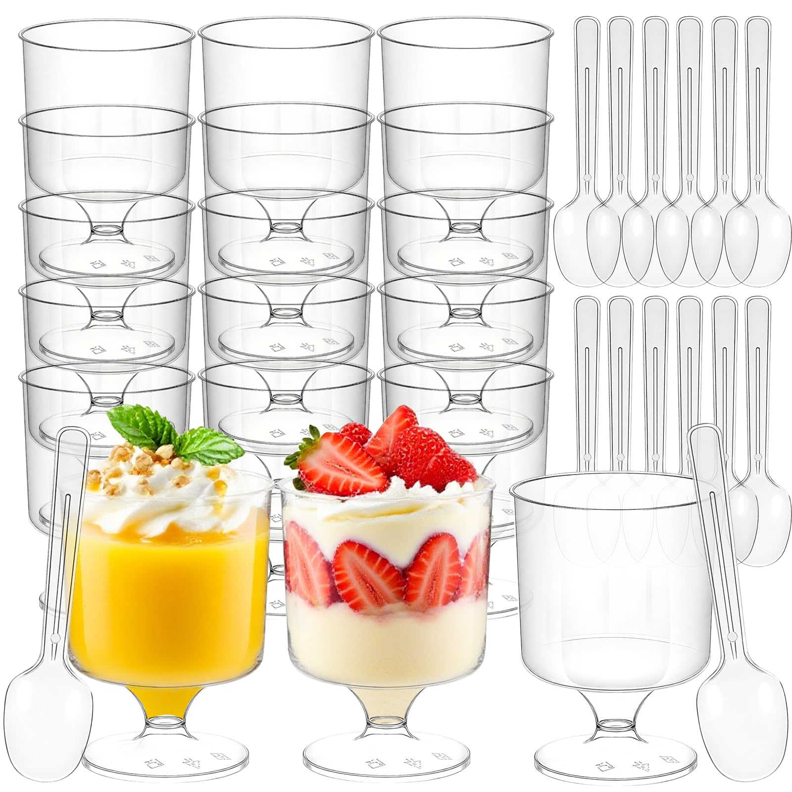Vaso postre mini Hsxfl con cuchara, presentación clara y elegante.