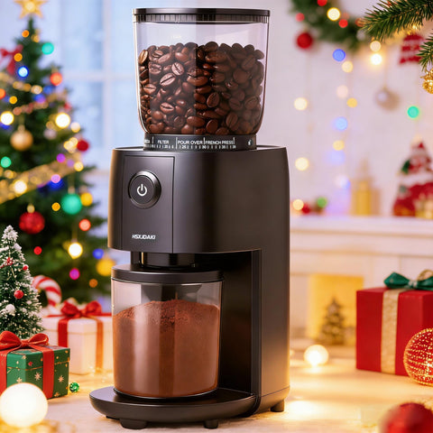 HSXJDAKI molinillo de cafe conical para prensa francesa: ajuste fácil del molido para ritual diario.